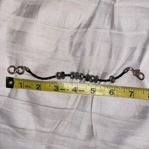 Rhinestone black bead chain link adjustable bracelet